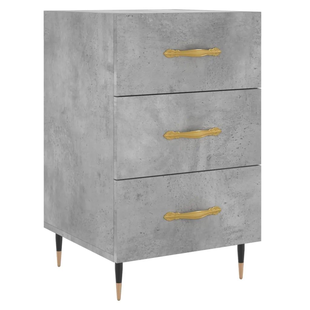 Comodino | Armadio da Notte | Mobiletto da notte Grigio Cemento 40x40x66 cm in Legno Multistrato