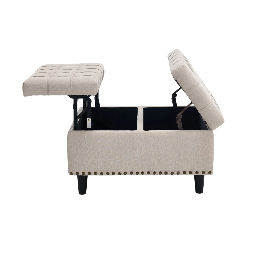 Panca Contenitore Imbottita ¨C MINIMAL ¨C Beige, seduta con vano, soggiorno camera