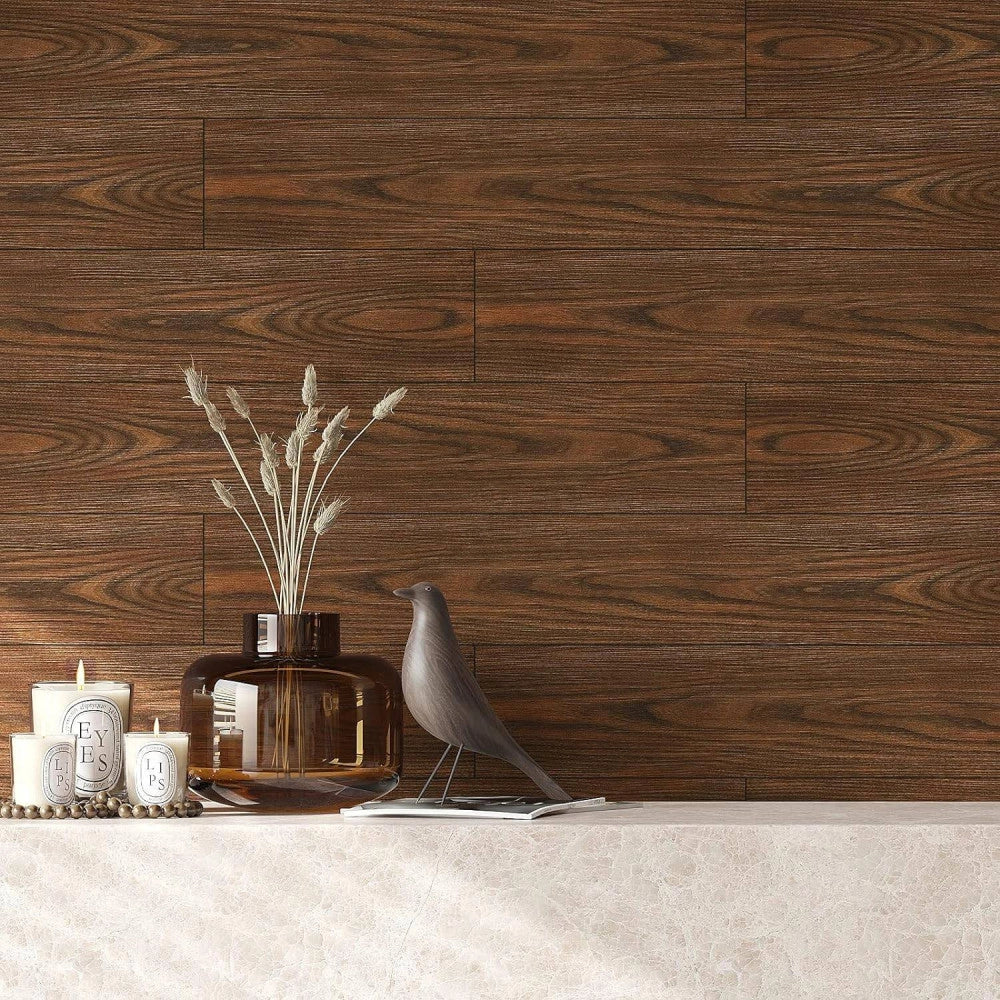 Trade Shop - Pavimento Finto Parquet Effetto Legno Piastrelle Adesive 15x90cm Spessore 6mm -