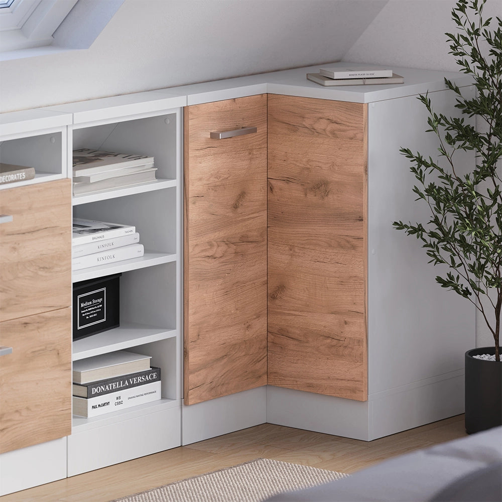 Mobile sottotetto Mobile angolare Rion Rovere dorato/Bianco 75.6 x 83.8 cm con 1 porta Vicco