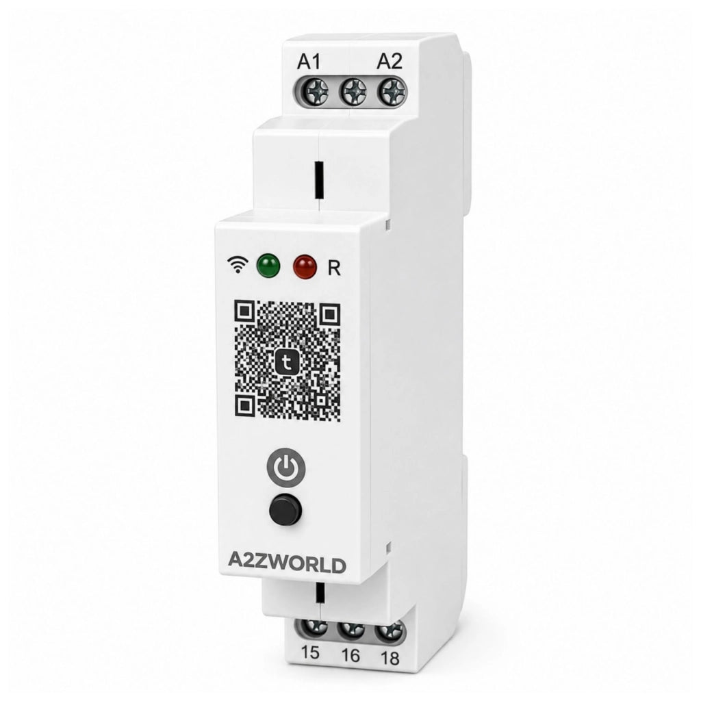 Relè Temporizzato WIFI Modulare, 220V 16A, Timer Temporizzatore Smart Tuya, 1 Modulo Barra DIN, 1 contatto SPDT, Comando App e Manuale