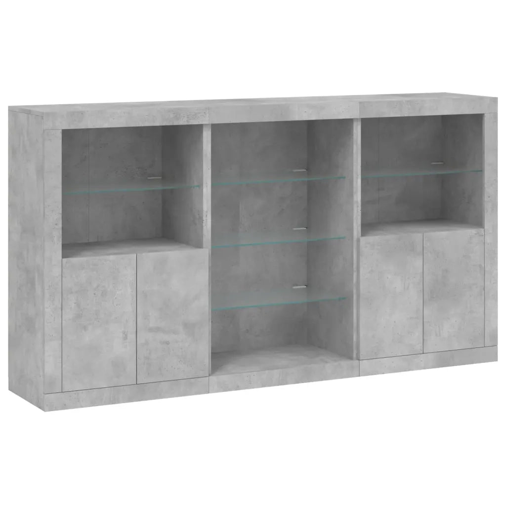 Credenza con Luci LED Grigio Cemento 181,5x37x100 cmcod mxl 109865