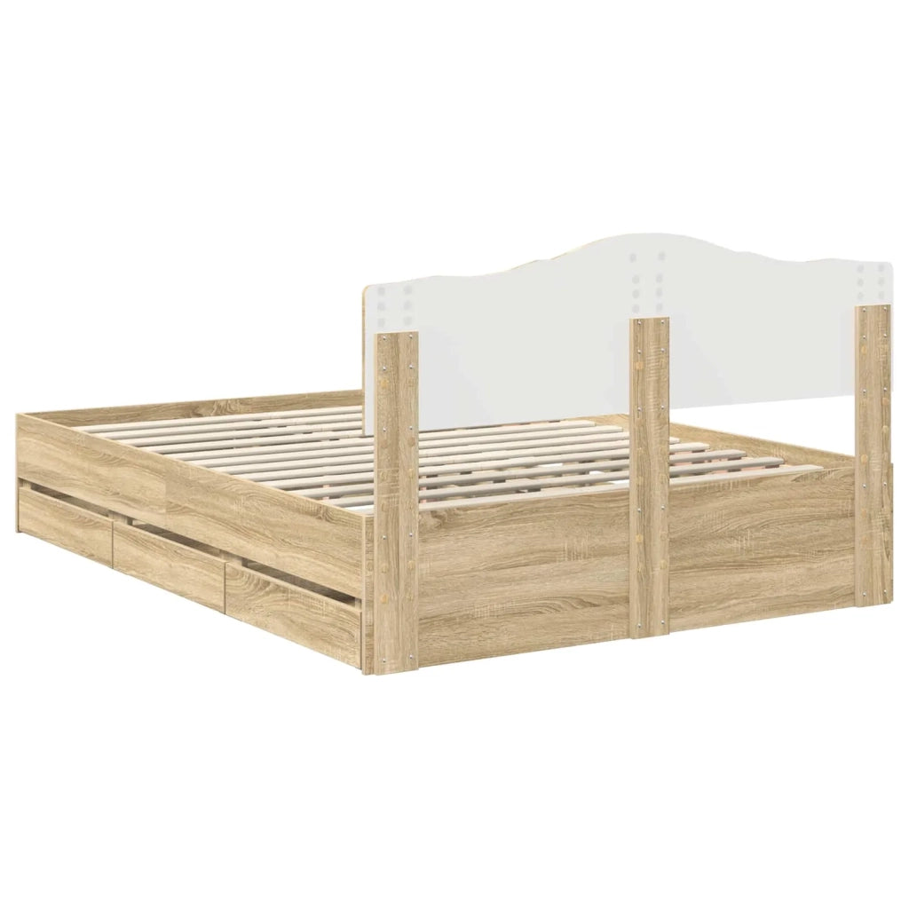 Struttura del letto con cassetto Rovere Sonoma 140 x 190 cm 3413007