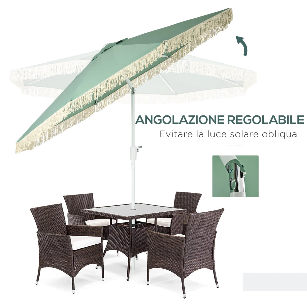 EasyComfort Ombrellone da Giardino a Manovella Inclinabile e Palo a 2 Sezioni, Poliestere e Metallo, 2.6x2.4 m, Verde