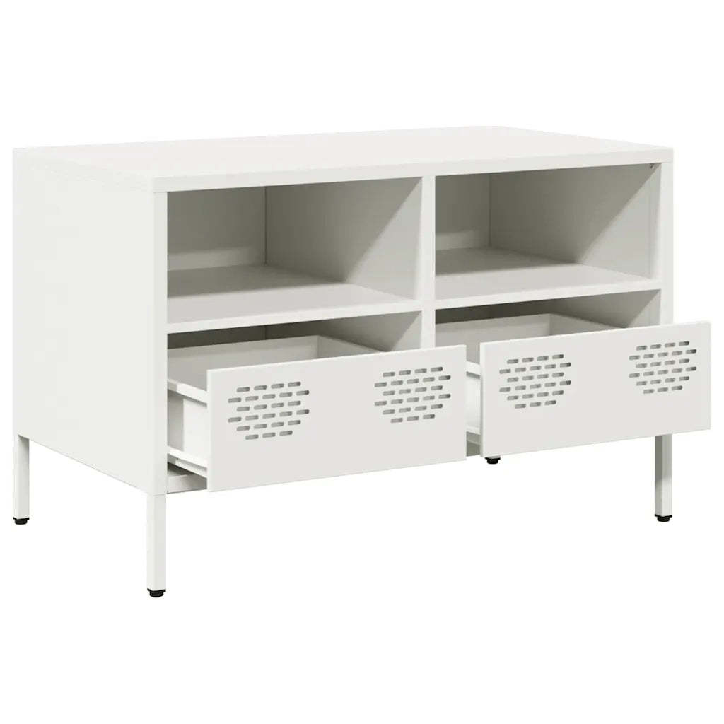 Mobile TV Bianco 68x39x43,5 cm in Acciaio Laminato a Freddo 851321