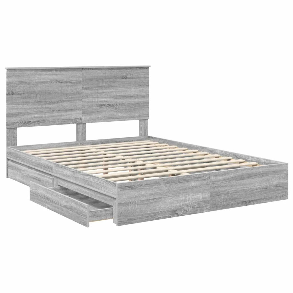 Letto con Contenitore con testiera Grigio Sonoma 150 x 200 cm 3411199