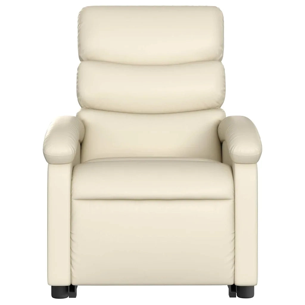 Poltrona Alzapersona Reclinabile Massaggio Crema Similpelle 3204048