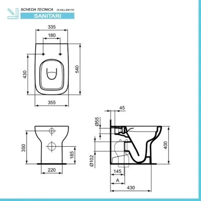 Sanitari Ideal Standard filomuro Rimless con copriwater  I.Life A