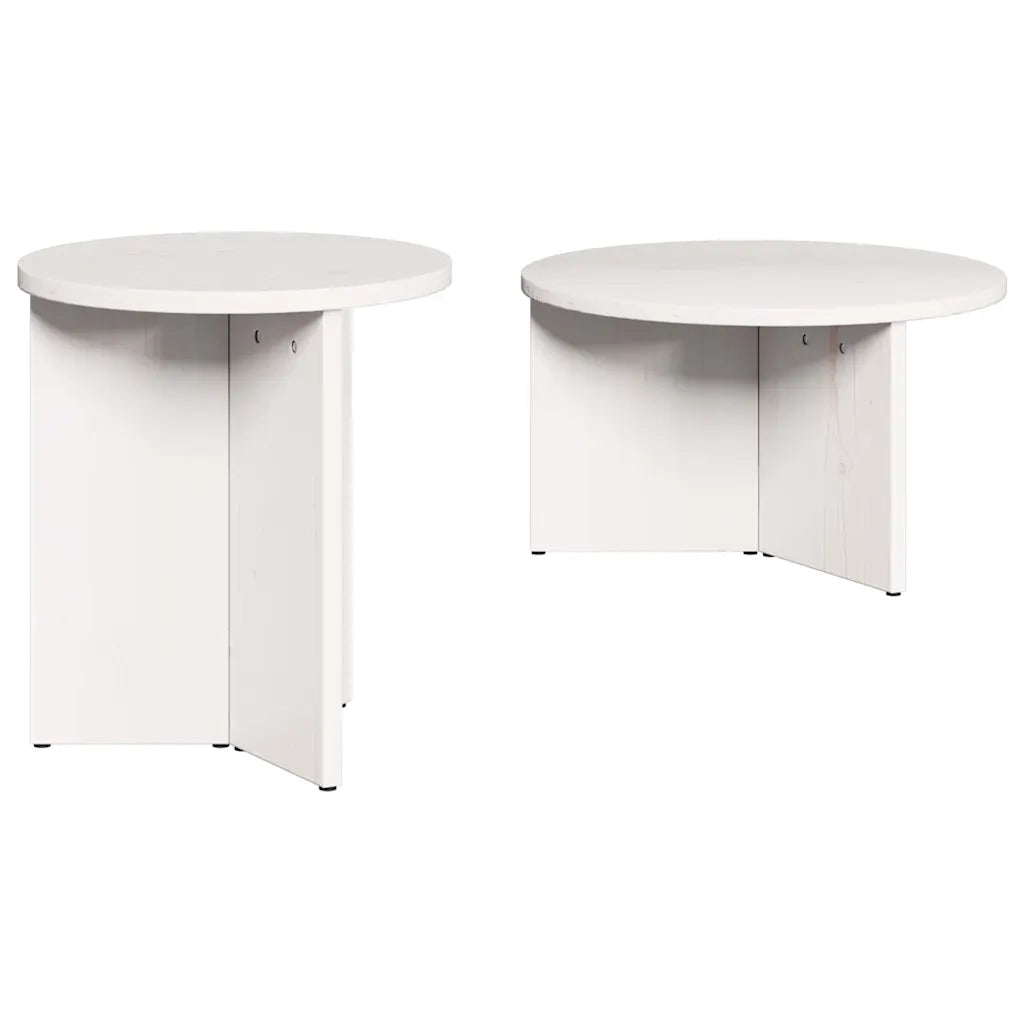 2 pz Tavolino da salotto | Tavolino da caff¨¨ | Tavolino da Soggiorno Bianco Legno massello di pino
