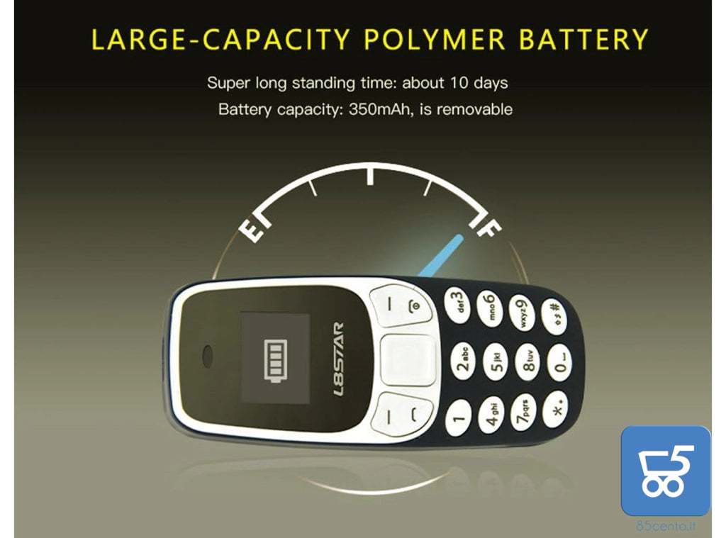 Mini telefono 2 in 1 GSM con Vivavoce Bluetooth Dialer Doppia Scheda SIM L8STAR BM10 NERO