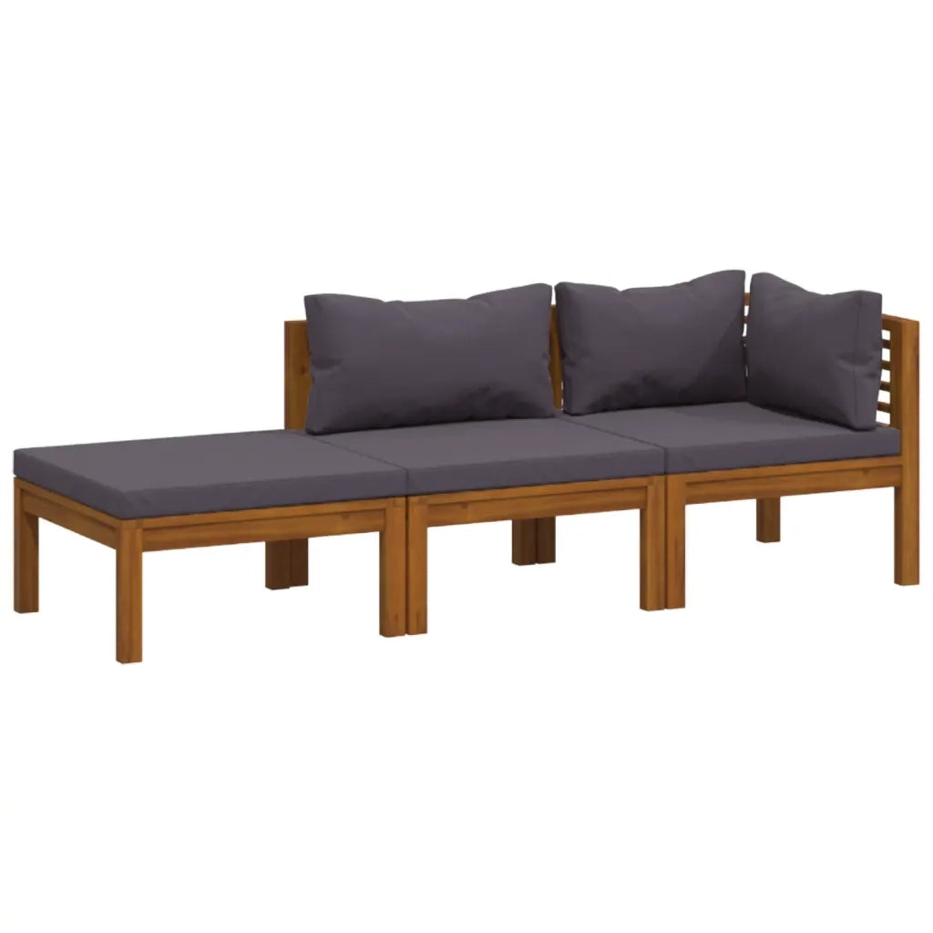 Set Divani da Giardino 3 pz con Cuscini in Massello di Acacia cod mxl 46348