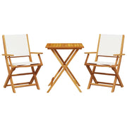 Set da Bistrot 3pz | Set Salotto da Giardino Bianco Crema in Tessuto e Legno Massello