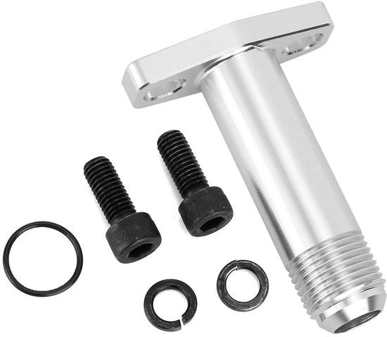 Flusso Olio Ritorno Flessa Alluminio - 10AN Connettore - Adatto per Garrett/HKS GT2560/GT2530/GT2860 - Bocco M8x1.25 - Lunghezza 76 mm - Nuovo di Zecca - Flessa Olio