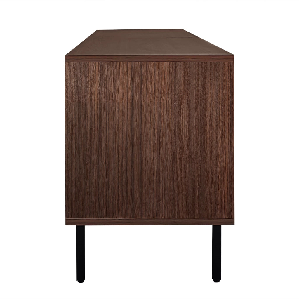 Mobile TV con striscia LED Bluetooth e app porte in vetro temperato nero e marrone noce 200 × 35 × 53 cm