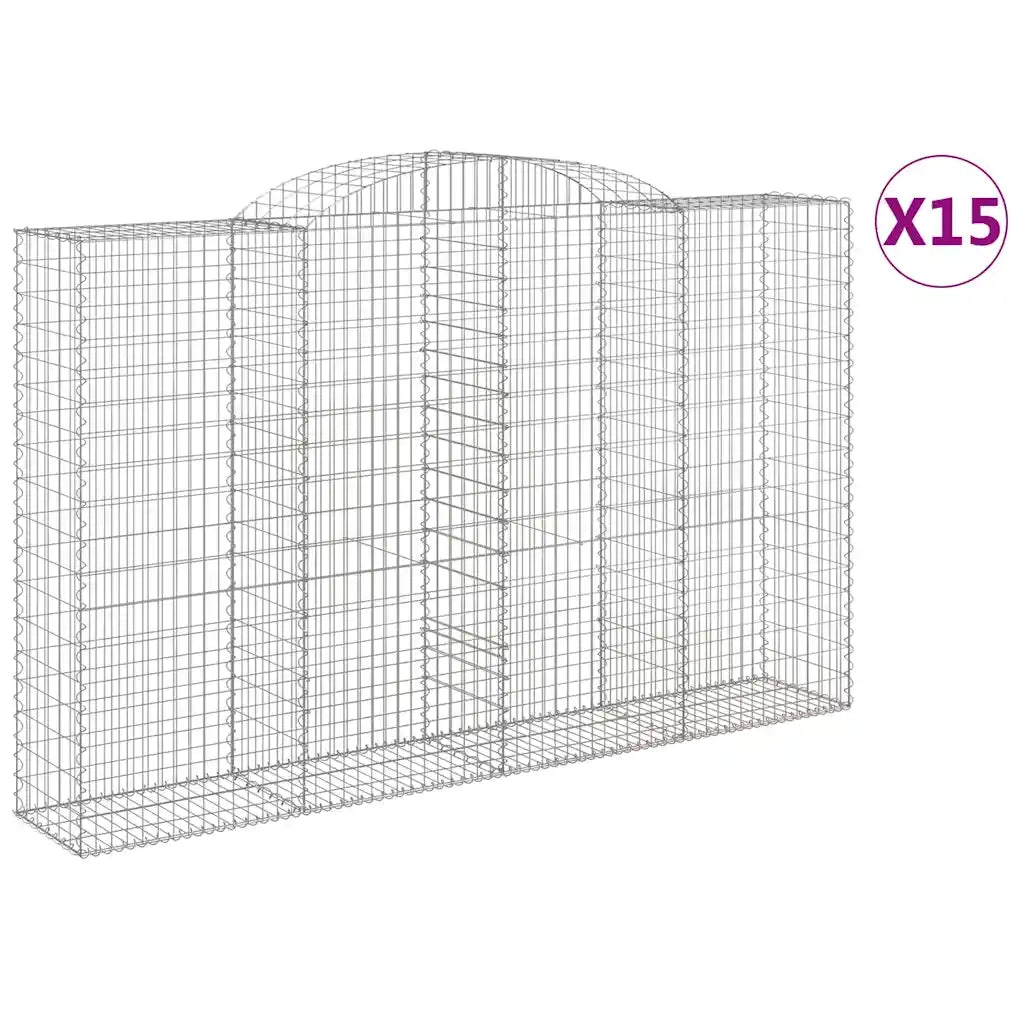 Cesti Gabbioni ad Arco 15 pz 300x50x180/200 cm Ferro Zincato 3146785