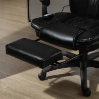 Sedia da Ufficio ad Altezza Regolabile con 6 Punti Massaggianti, in Finta Pelle, 68.5x68.5x113-121 cm, Nera