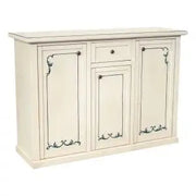 Credenza madia buffet in legno Shabby chic bianco anticato decorato provenzale