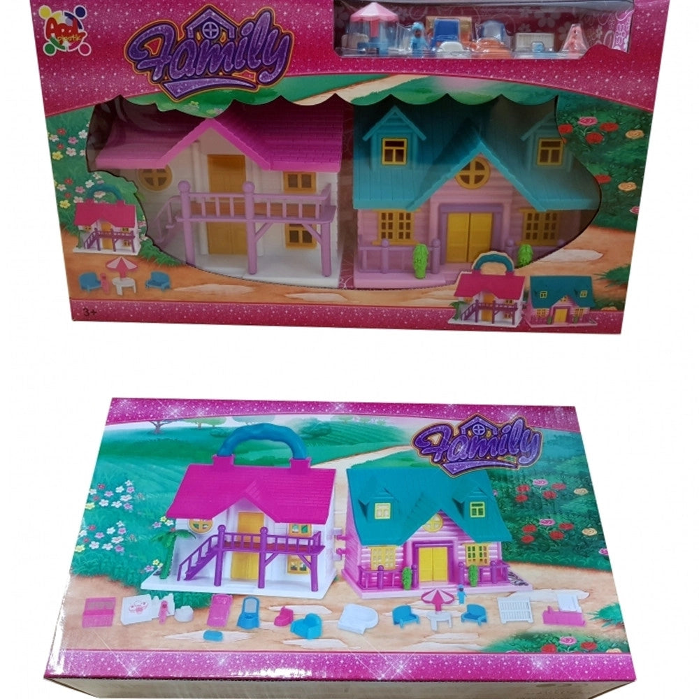 Trade Shop - Villa Casa Vacanze Portatile 2 Bambole Letto Ombrellone Pouf Gioco Mare Bambine -