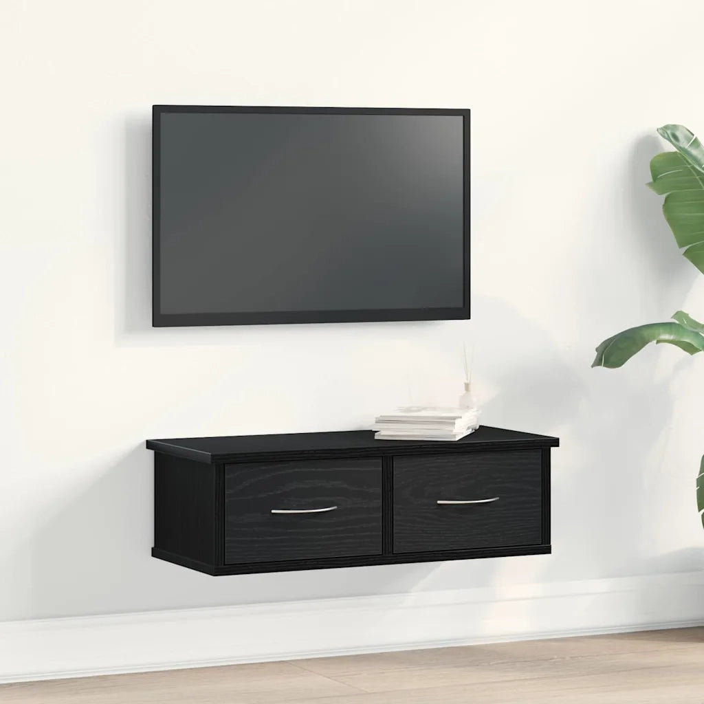 Armadietto a muro con cassetto Rovere Nero 60 x 26 x 18,5 cm 862435