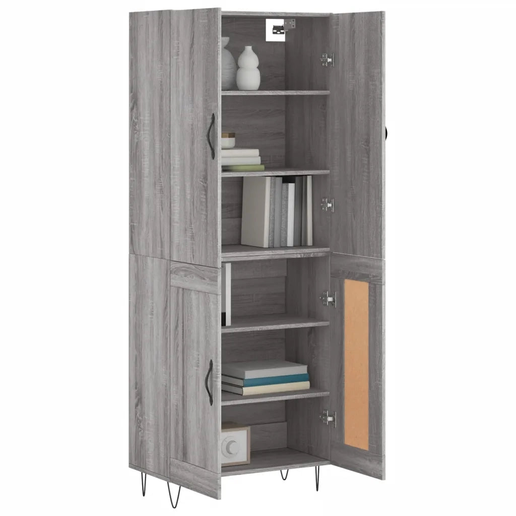 Credenza Grigio Sonoma 69,5x34x180 cm in Legno Multistrato 3198079