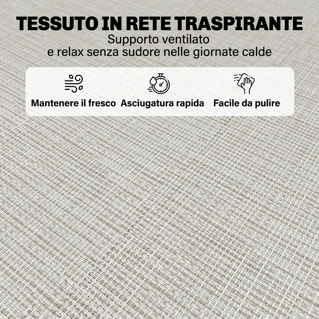 Lettino Prendisole ¨C Xylo ¨C Acciaio e Tessuto Traspirante con Schienale Reclinabile 189x58x30 cm