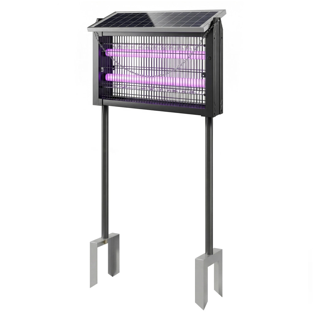 Lampada Antizanzare da Esterno a Energia Solare con Rete di Protezione, 45x18x90 cm, Nero