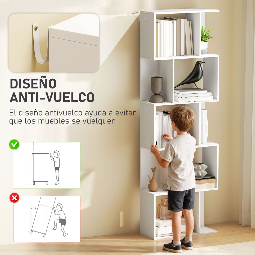 Libreria Scaffale 5 Livelli Scomparti Aperti ¨C Zephmum ¨C Bianco 60x24x184,5 cm