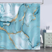 Gordino per doccia - Schermo doccia - Protezione doccia - Impermeabile Antimuffa - 180x180 cm - Marmo Blu Turquoise