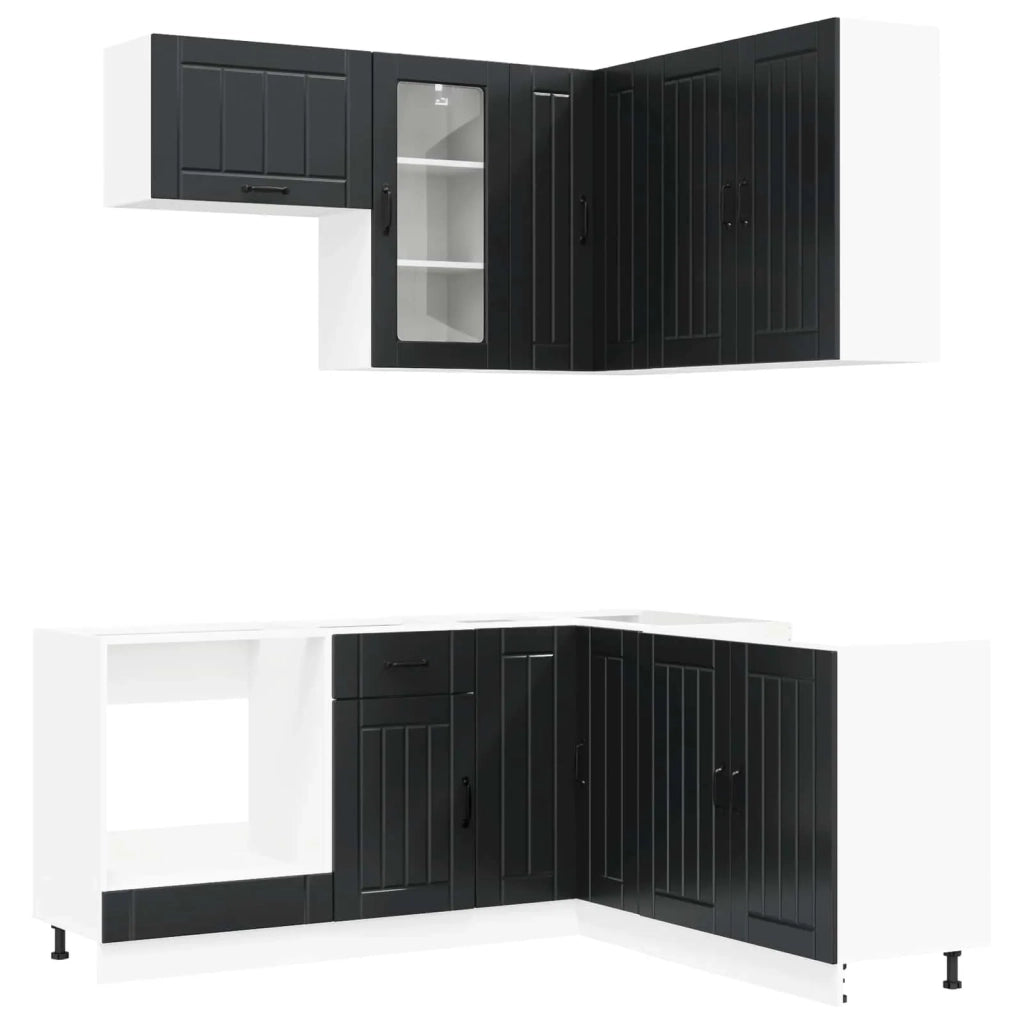 Unità Cucina LUCCA 8 pcs Nero Legno ingegnerizzato 3438392