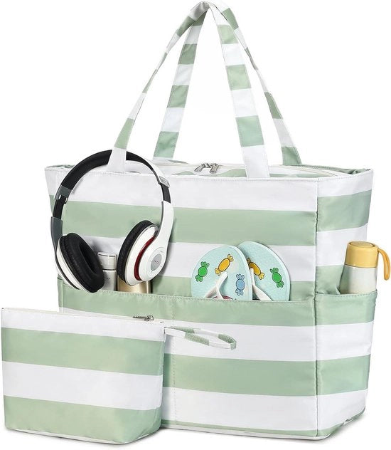 Tas da donna con chiusura a zip e compartimento impermeabile - Grande zaino impermeabile per spiaggia, palestra e viaggi