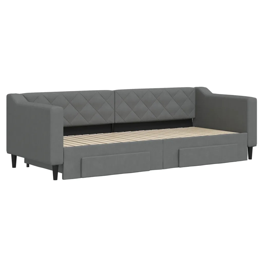 Divano Letto Estraibile Cassetti-Sofa Letto-Daybed Grigio Scuro 80x200cm Tessuto 616189