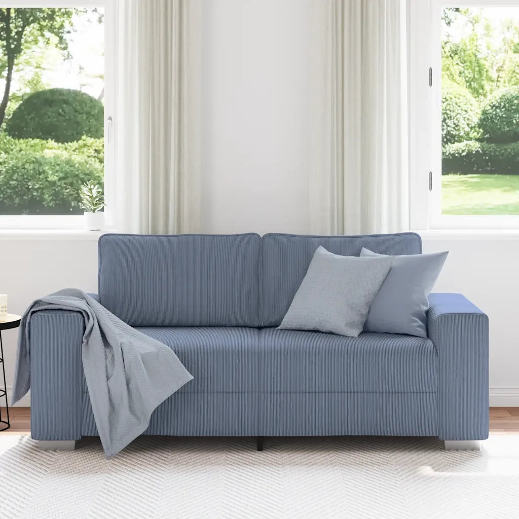 Divano Divanetto Blu 180x77x82 cm Tessuto di Velluto a Coste 4105203