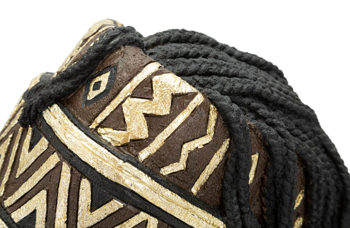 Statua Donna Masai con Turbante 21,5x45x27,5 cm in Poliresina Nero/Oro