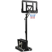 Canestro da basket portatile autoportante con ruote altezza regolabile 245-305 cm bordo posteriore 111 cm base riempibile borsa di sicurezza 20_0005053
