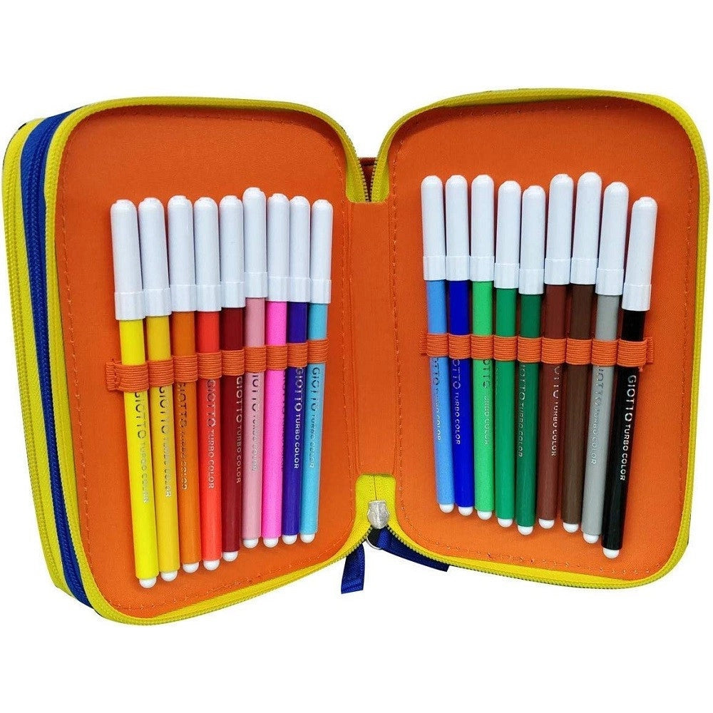 Trade Shop - Astuccio Scuola Calciatori Panini Adrenalyn Triplo Completo 3 Zip Per Ragazzi -