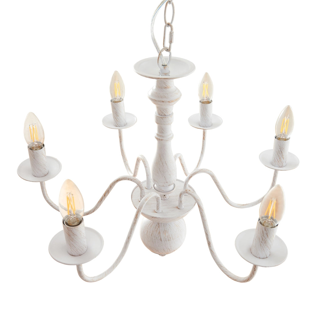 Lampadario Berkeley con 6 Bracci Curvi E14 Bianco Vintage lux.pro