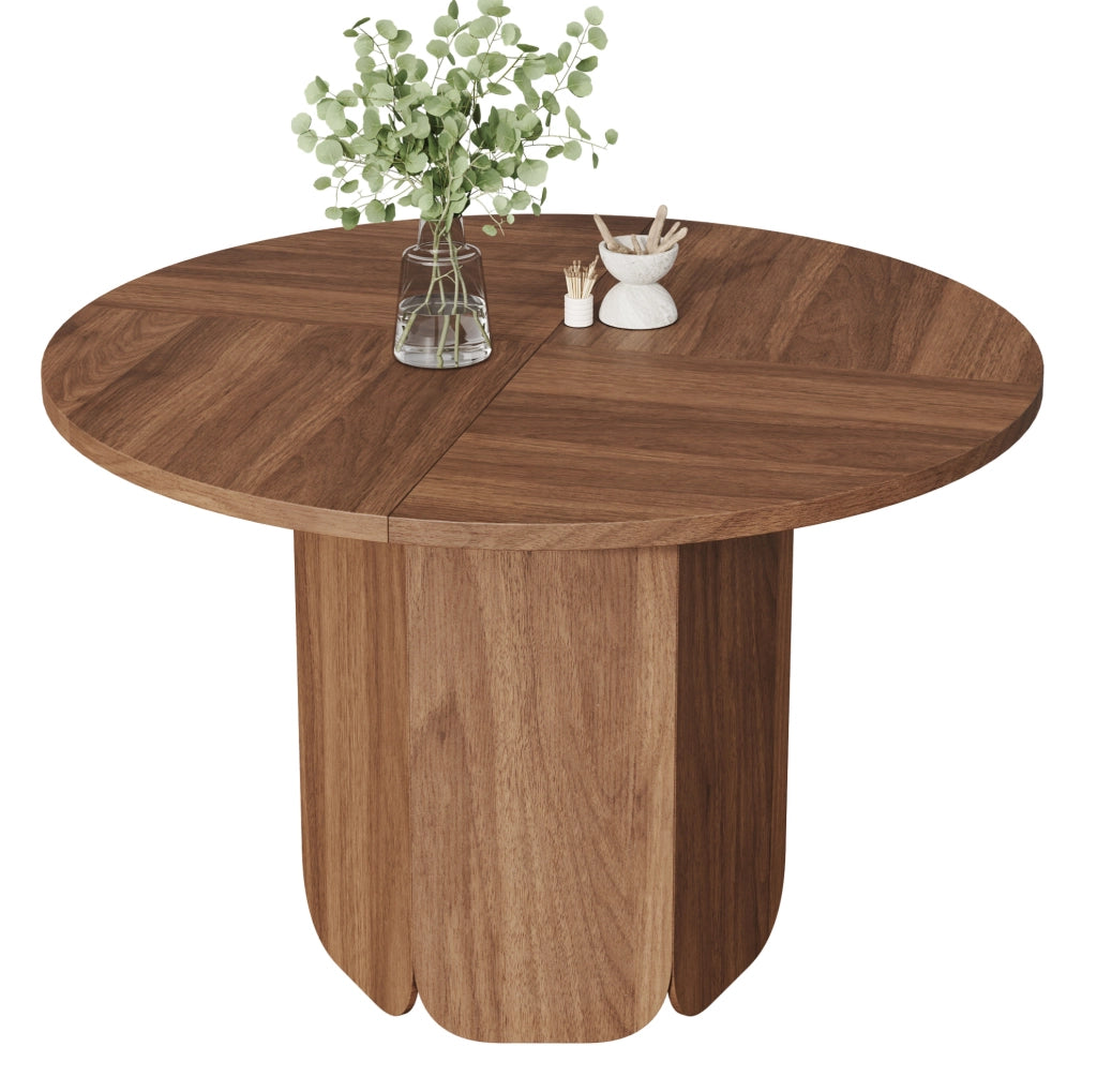 Tavolo da pranzo rotondo ?120 cm in MDF color noce per 4-6 persone