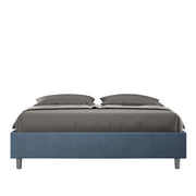 BS COM Letto queen size contenitore imbottito 150x200 microfibra blu
