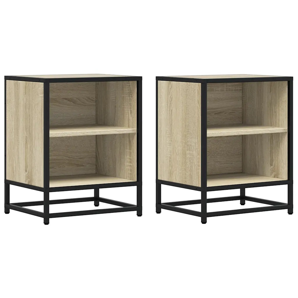 Set di 2 Comodini | Armadio da Notte | Mobiletto da notte Rovere Sonoma 40x31x50cm Legno Multistrato Metallo