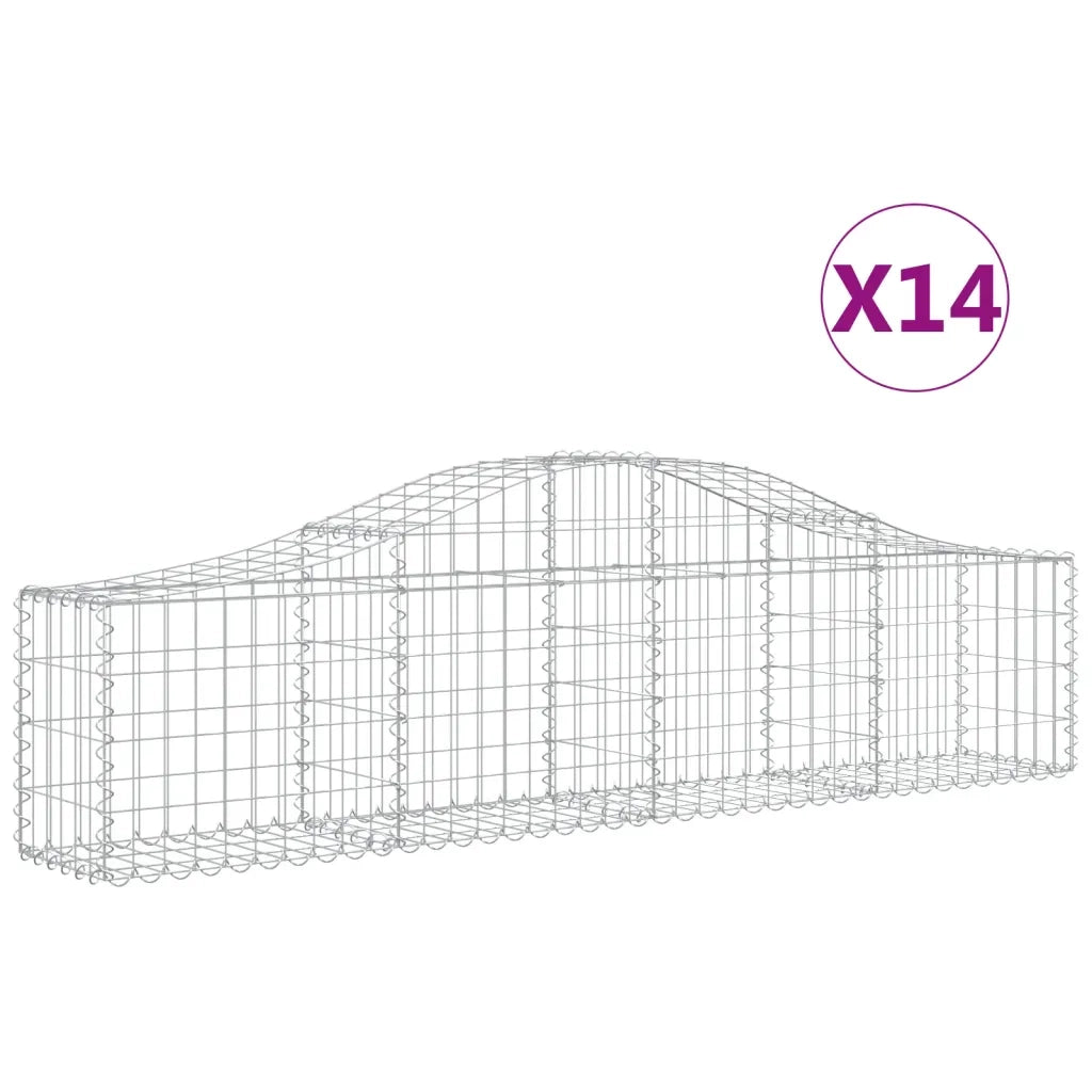 Cesti Gabbioni ad Arco 14 pz 200x30x40/60 cm Ferro Zincatocod mxl 123894