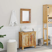 Armadietto da Bagno con Specchio-Mobile bagno con specchio in Legno Massello di Mango