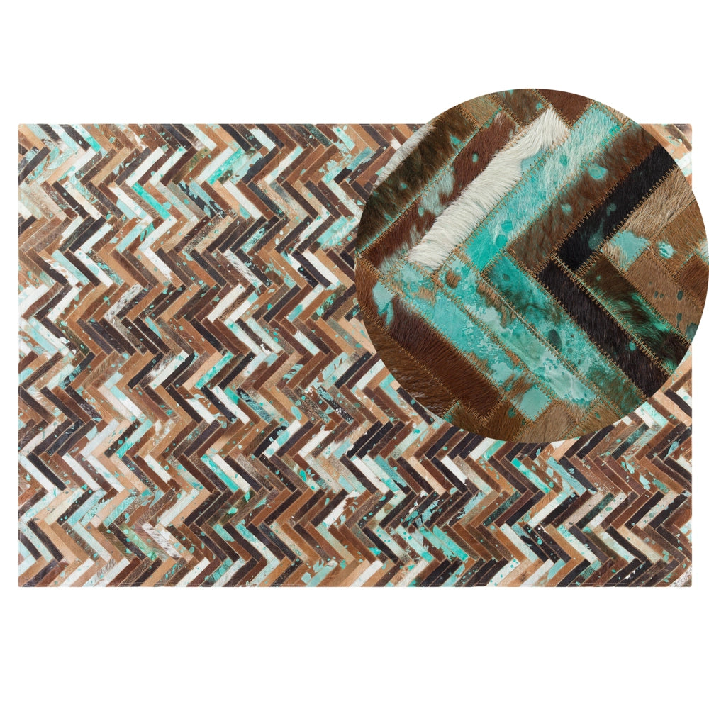 Tappeto Multicolore Pelle 140 x 200 cm Pelle Bovina Artigianale