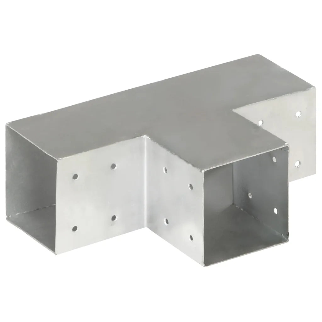 Connettori Pali a Forma di T 4 pz in Metallo Zincato 101x101 mm 145480