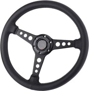 Sterzo da corsa 14 pollici 350 mm nero in pelle stile 6-bouts con clacson - accessori da corsa