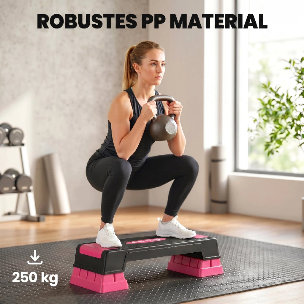 Stepper Fitness Aerobic Regolabile in Altezza ¨C Minimal ¨C Nero e Rosa 12/17,5/22,5 cm
