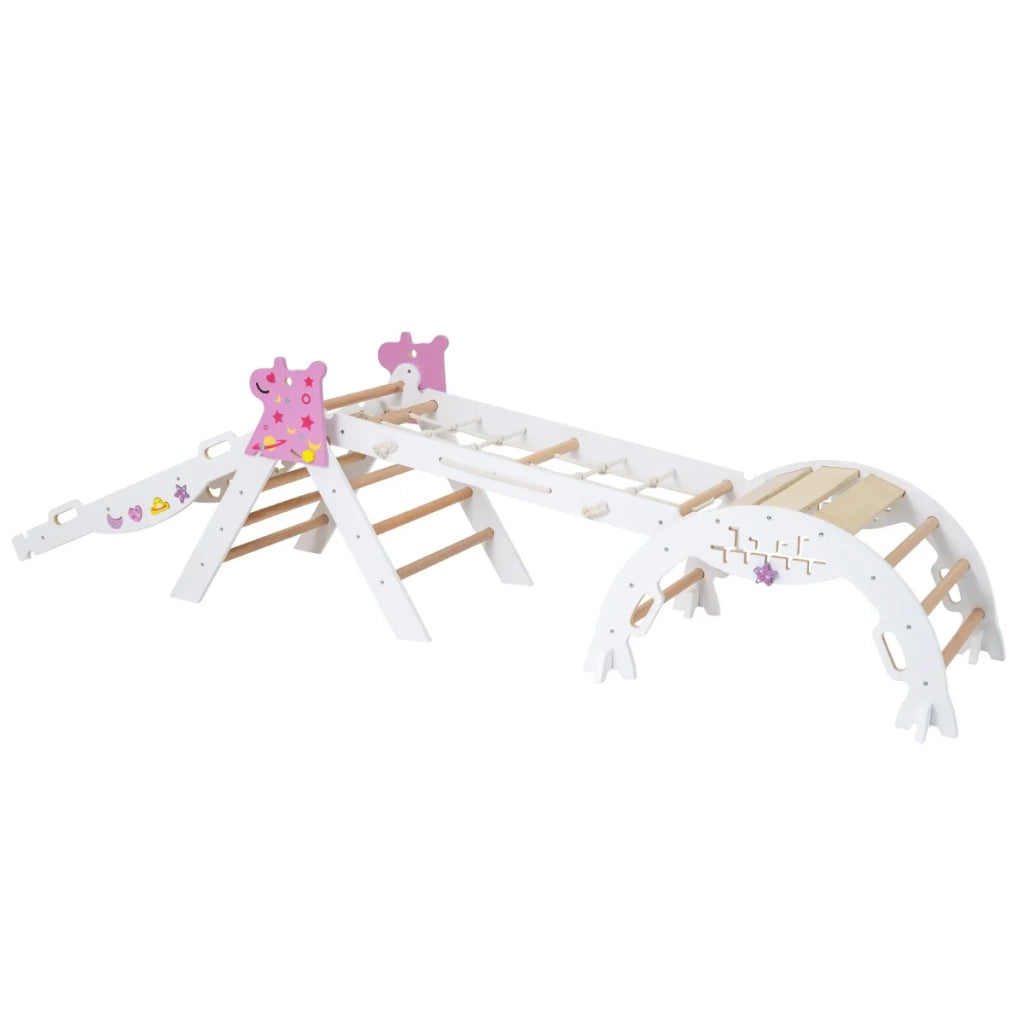 Set di 1 struttura per arrampicata pieghevole 66 x 53 x 58 cm per uso interno con caratteristiche di sicurezza avanzate design moderno legno bianco 20_0018187