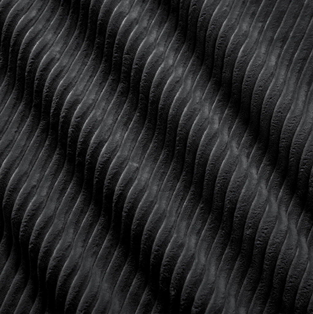 Divano angolare modulare in tessuto a coste con schienale ergonomico; nero