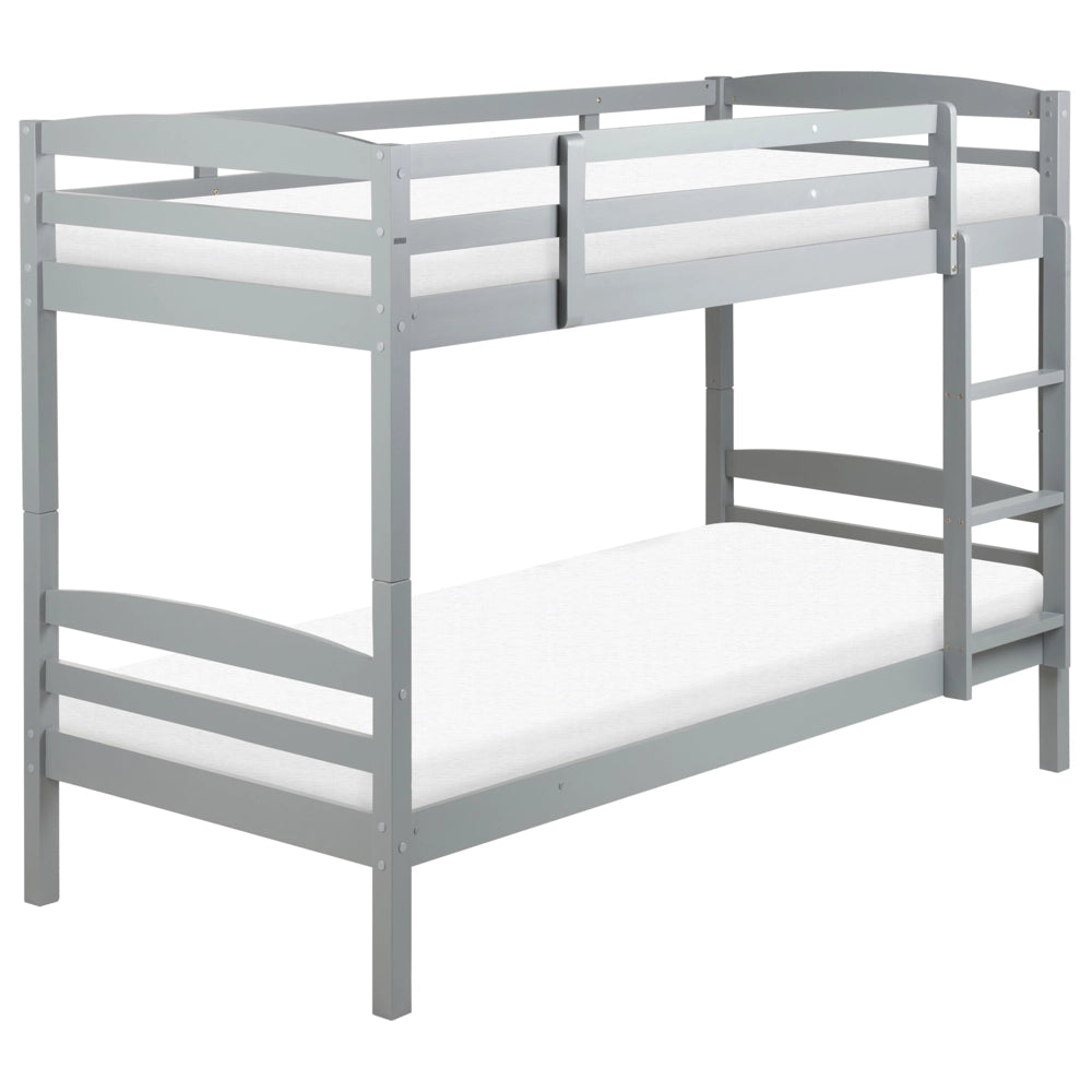 Letto a castello letto doppio in legno di pino grigio singola misura 90 x 200 per bambini in cameretta