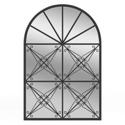 Specchio decorativo ad arco 58 x 87 cm elegante illusione di spazio installazione sicura metallo nero 20_0012883