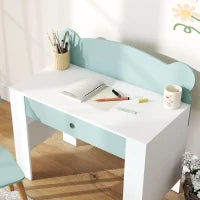 Set Scrivania per Bambini con Cassetto e Sedia con Schienale a Orsetto, Età 3-8 Anni, Verde